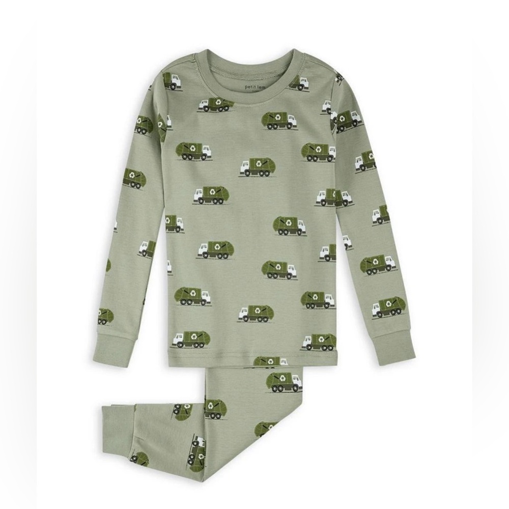 Petit Lem Garbage Truck Print Pajama Set